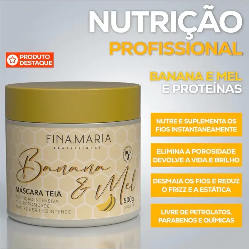 Máscara Teia Banana & Mel 500g, nutrição profissional